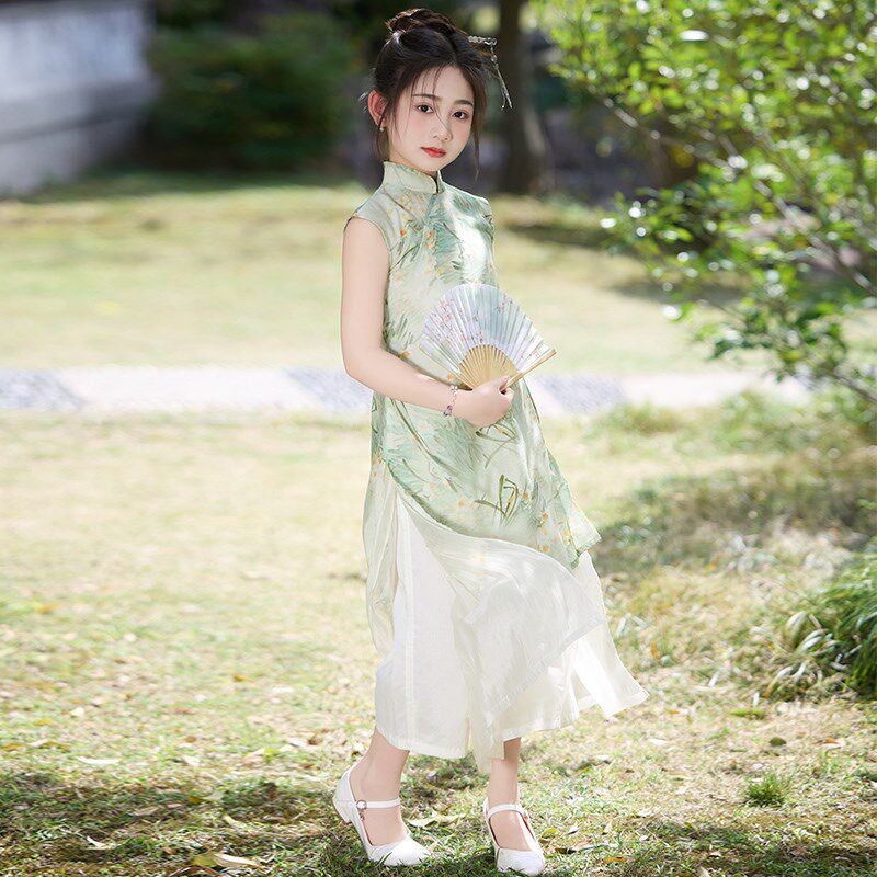女童旗袍连衣裙夏季2025新款儿童中国风汉服新中T式古风公主亲子