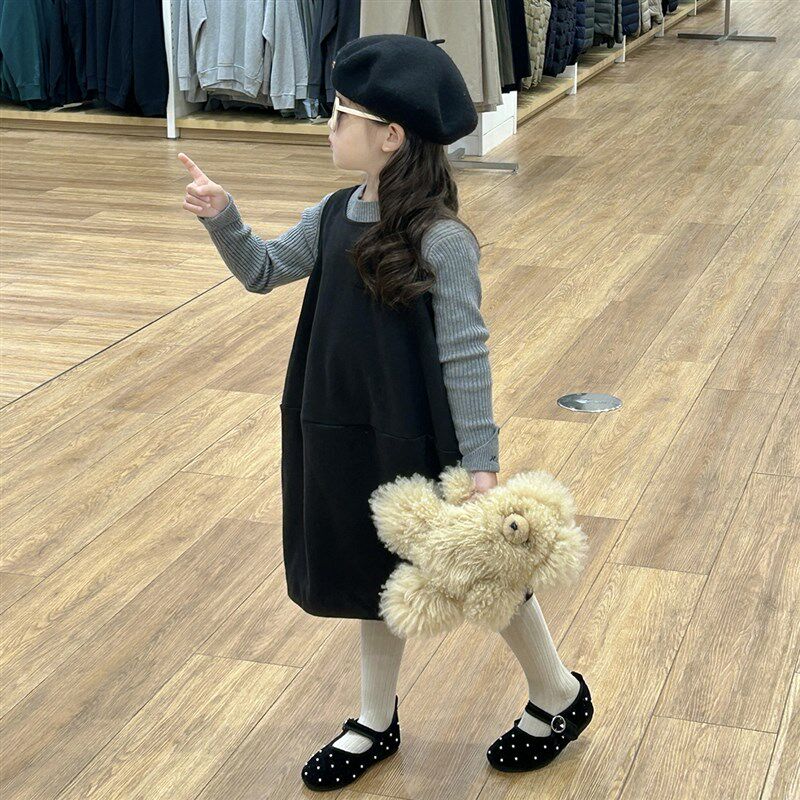 女童毛呢背心裙韩系秋装t女宝宝洋气韩版毛线衫套装裙子儿童连衣