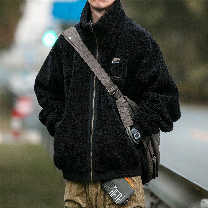 一件过冬 重磅加厚羊羔绒立领铺棉外套男士冬季宽松保暖潮Z流情侣