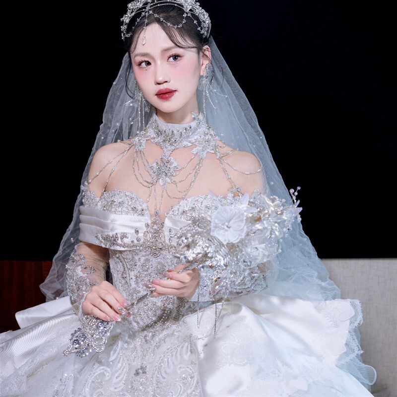 权杖手捧花婚礼新娘水晶diy材料公主婚纱高级成品X重工礼盒新婚