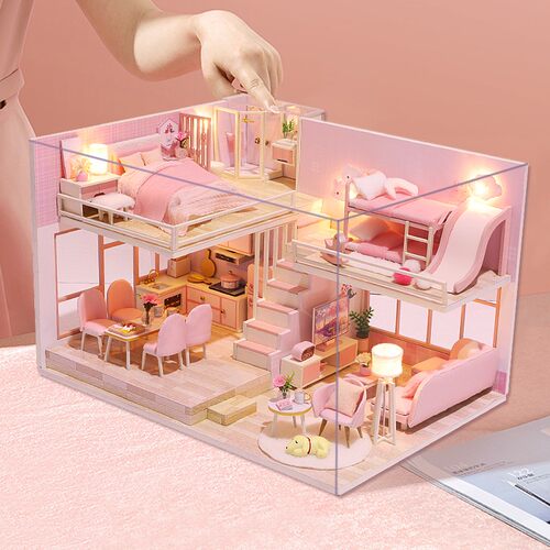 diy小屋粉黛甜心手工制作小房子模型别墅建筑拼S装创意生日礼物女
