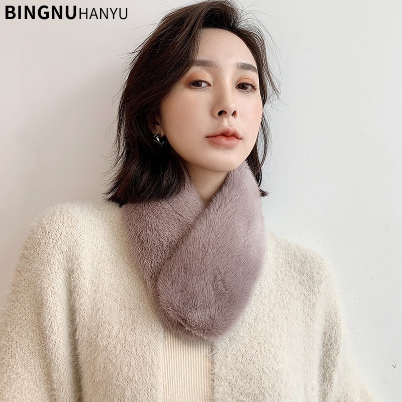 冰奴寒域 冬季保暖水貂毛整皮A吸扣皮草围脖 水貂单面貂皮围巾女