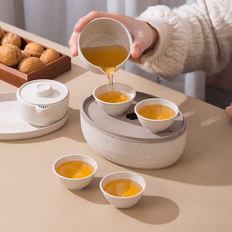 稻壳茶具一次性茶具环保茶具便携式户外旅行套N装定制logo加厚耐