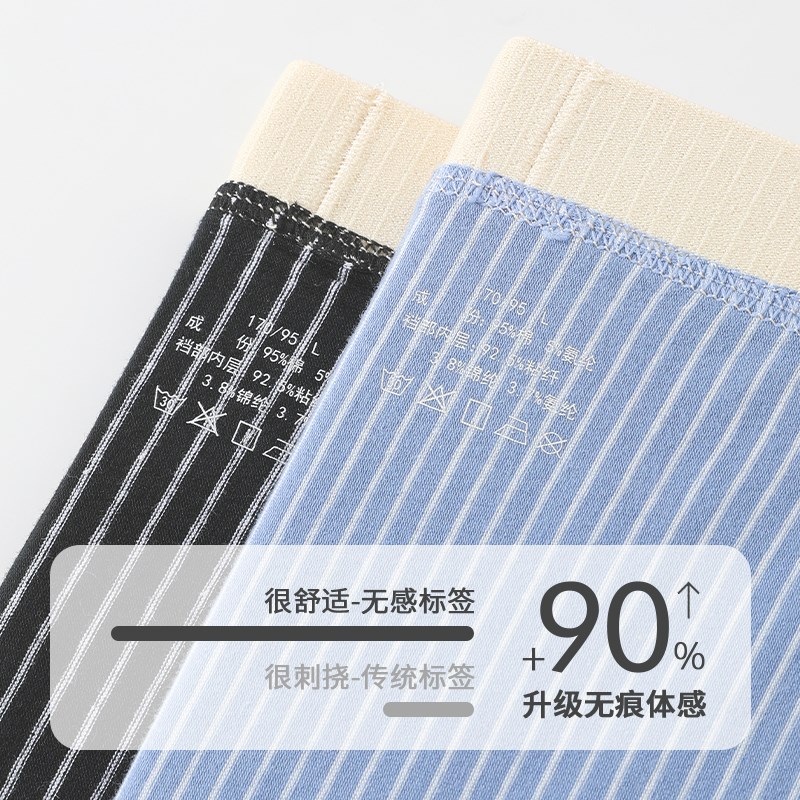 【原79.8,现39.p9】男士时尚条纹内裤男款棉质男生平角四角短裤头