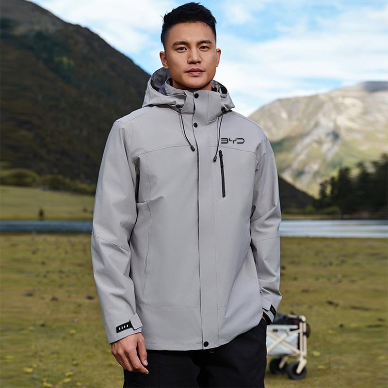 比亚迪海洋网冲锋衣k汽车4S店防风秋冬季工装外套定制工作服印LOG