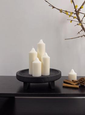侘寂风碳化黑色木质果盘香薰蜡烛托盘高级感家用干果盘民宿木盘