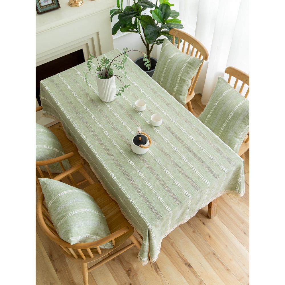 桌布布艺棉麻轻奢浅绿色餐桌布日式长方形书桌台布小清新茶几布,居家布艺,桌布,淘宝优惠券,粉丝福利购,淘宝优惠卷