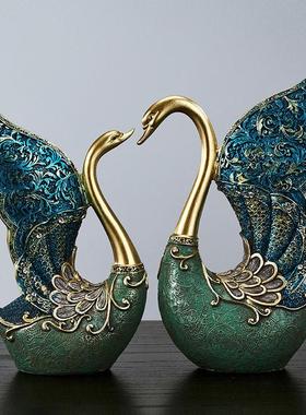 欧式天鹅客厅摆件电视酒柜玄关北欧创意家居装饰品小摆设结婚礼物