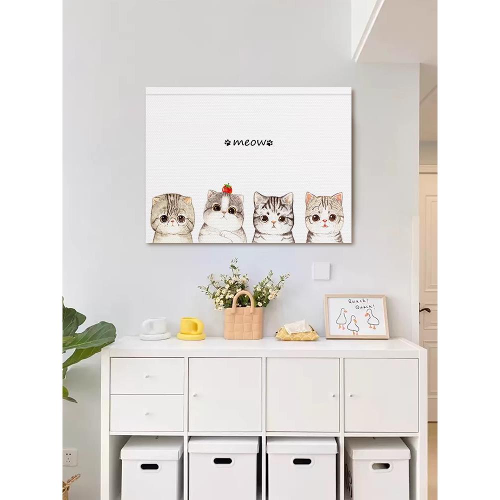 猫咪电表箱装饰画遮挡配电箱电闸盒空开箱多媒体挂画开关餐厅壁画