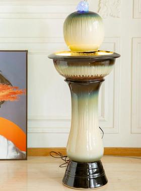 景德镇陶瓷禅意流水喷泉招财生财摆件办公室装饰玄关客厅开 业礼