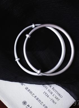 正品99足银手镯古法传承手 镯磨砂 款 克价亲们自己对比女款纯银9