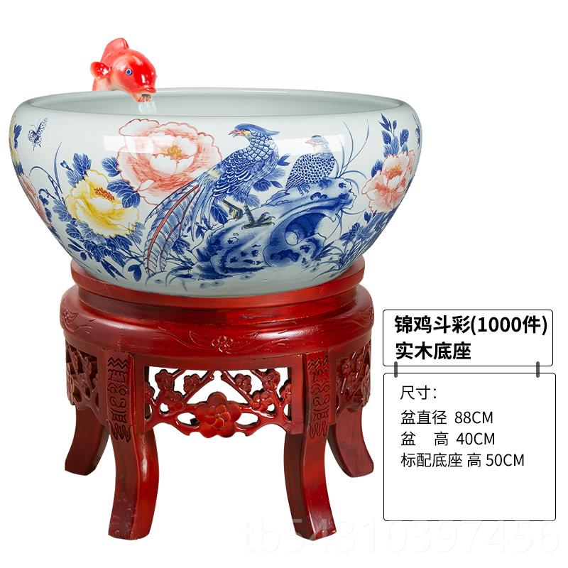 正品德镇陶瓷缸鱼喷喷水循环增泉氧过滤器手绘山水景锦鲤缸乌龟缸