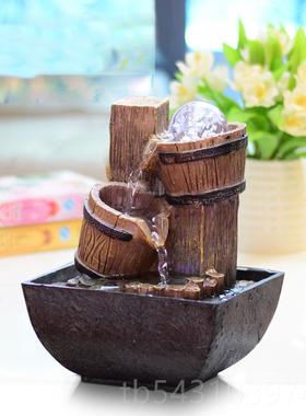 正品风水轮办室客厅创意小摆件流水桌喷泉公生家居装饰工艺品日礼