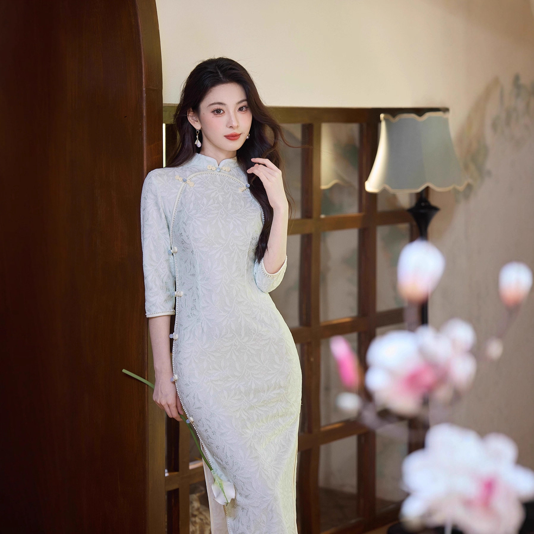 新款杏色新中式旗袍年轻款少女高级感连衣裙改良日常可穿常长