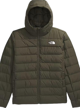 正品北面 男款字母Logo连帽拉链长袖夹克外套墨绿色 NF0A84I1