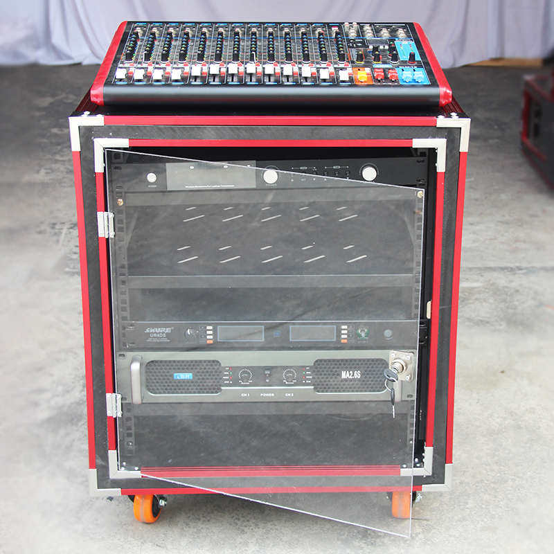 定做12U双层防震航空箱机柜16U透明门功放调音台4U舞台演出设备箱