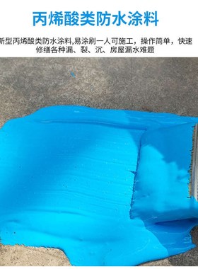 蓝色直涂刷911聚氨酯防水涂料屋顶外墙柔性丙烯酸防晒彩钢瓦防水