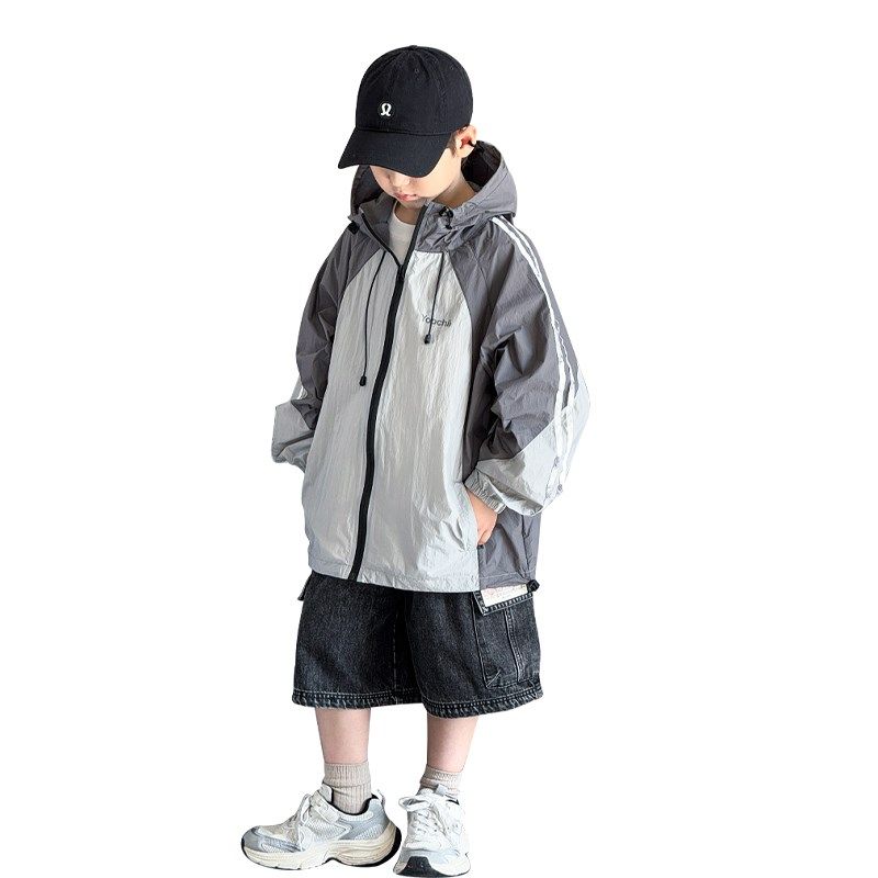 男童夏装轻薄防晒服2025新款儿童D连帽防晒衣中大童夏装户外服痞