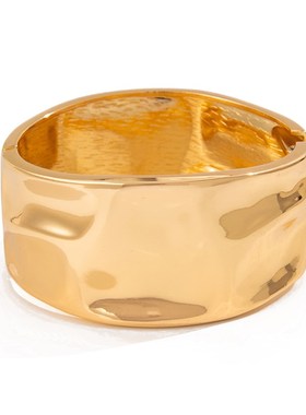 宽版椭圆形凹凸弹簧式手镯女2025春季轻奢时尚网红直Y播拍照配饰