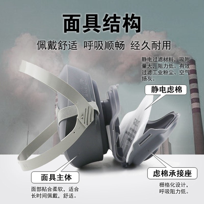 保为康防尘口罩面具防霾透气防v工业粉尘肺男灰打磨可清洗3700370