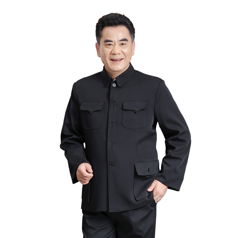 中山装男套d装中老年春夏秋老年人中山服薄款爸爸爷爷男装外套衣