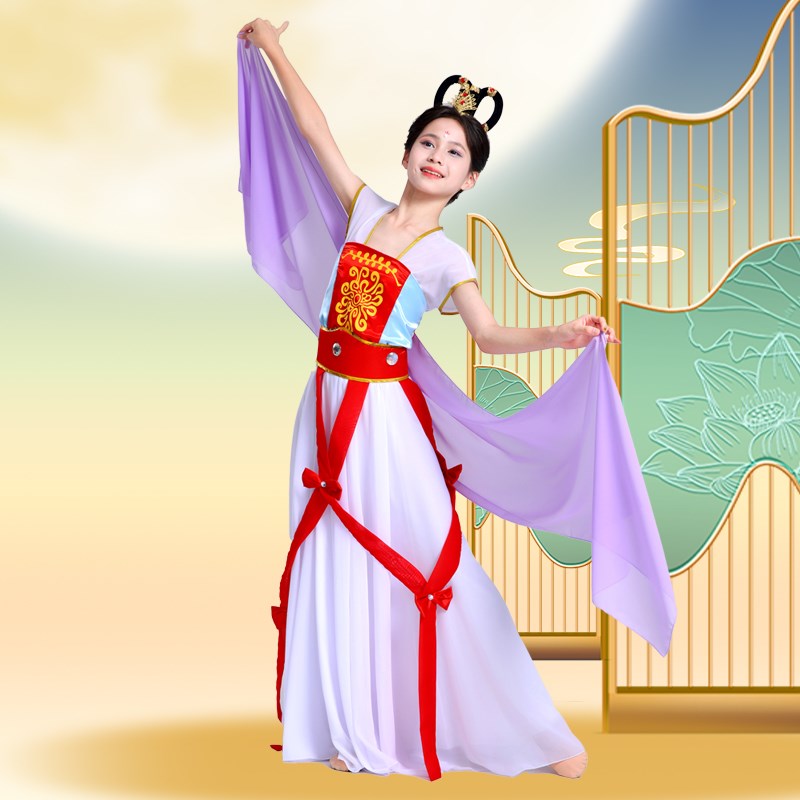 儿童汉服古典舞演出舞蹈服86版西游记邱佩宁嫦娥仙子X飞天女童古