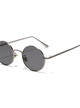 痞帅墨镜太阳眼镜圆形p复古男士偏光镜小圆太子镜男款阿炳地主男