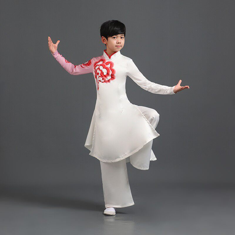 六一古典舞演出服儿童红色摇篮舞蹈服学生表M演中国风练功服扇子