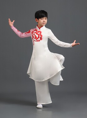 六一古典舞演出服儿童红色摇篮舞蹈服学生表M演中国风练功服扇子