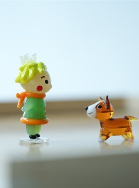 琉璃手作卡通小王子车载汽车小摆件可爱治愈桌面S装饰手办公仔礼