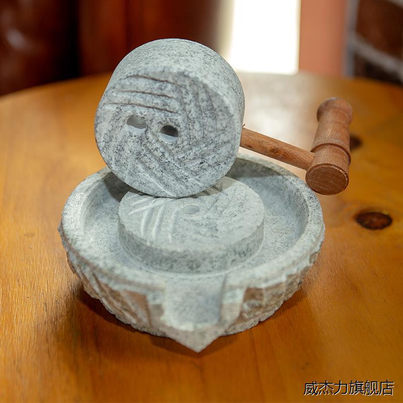 家用石磨青石石磨磨豆浆豆腐五谷粉手推拐传统彷古小石磨石碾磨盘