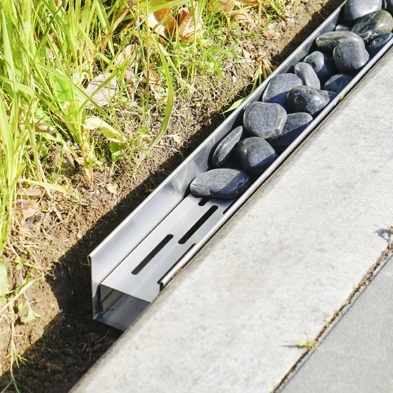 花园阳台排水沟304p不锈钢排水槽庭院厨房下水道盖板地沟迷你u型