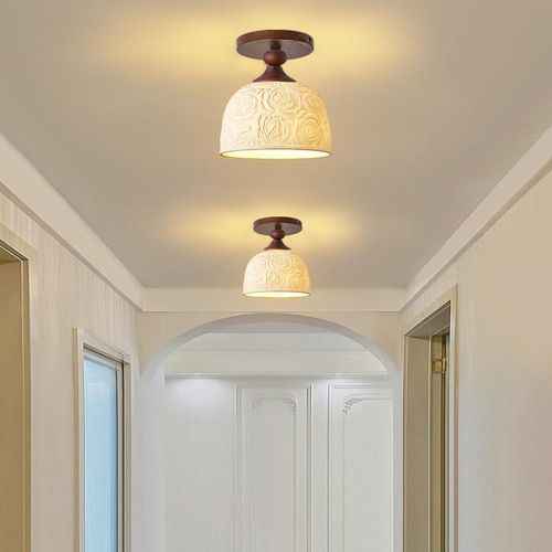 新款轻奢创意个性l陶瓷走廊过道单个小吸顶灯中古风入户玄关阳台
