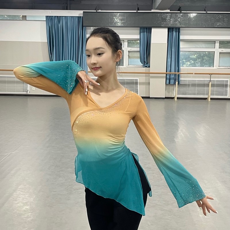 古典舞服舞蹈f纱衣身韵练功服中国舞蹈女上衣飘逸加钻艺考集训秧