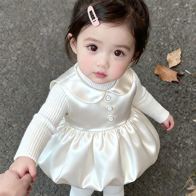 女童连衣裙2025新款冬季洋气女宝E宝时尚儿童公主裙周岁礼服背心