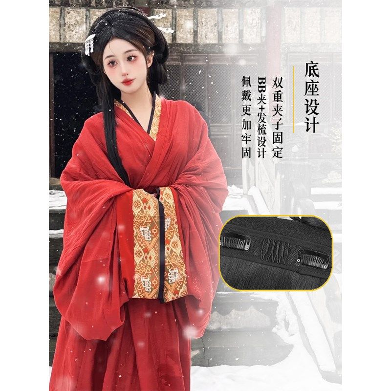 汉服头饰战国袍古装假发一体式魏B晋风盘发发髻古风造型发饰垫发