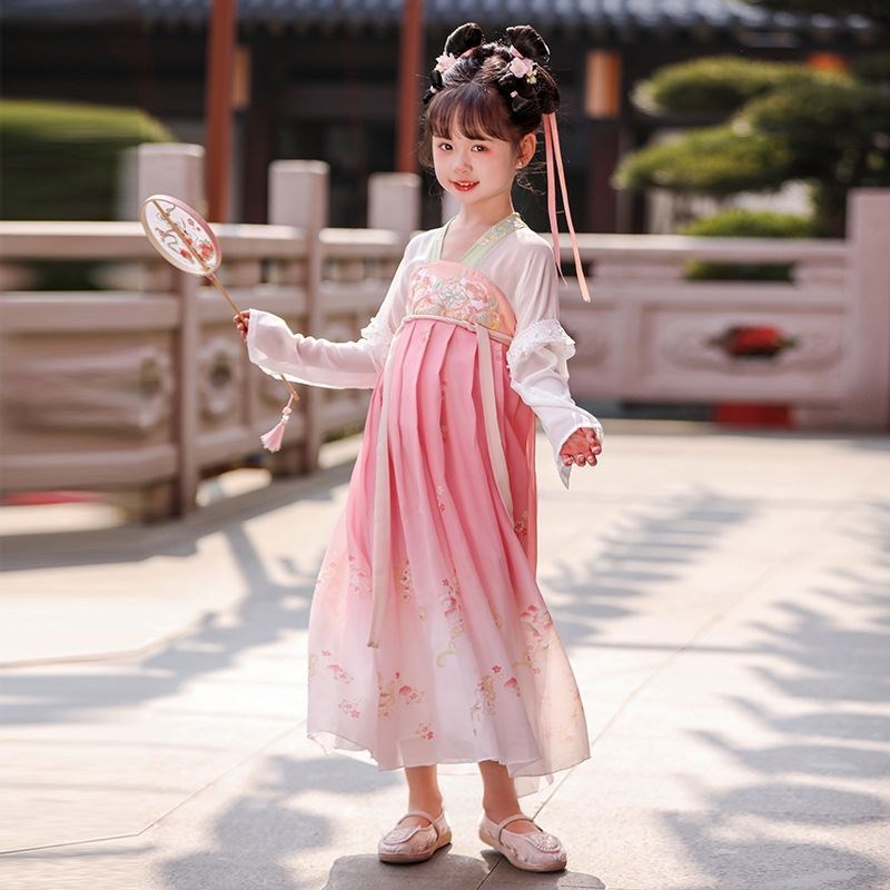 儿童演出服胭脂妆桃m花笑入莲间满庭芳秋上春山小女孩古装演出服