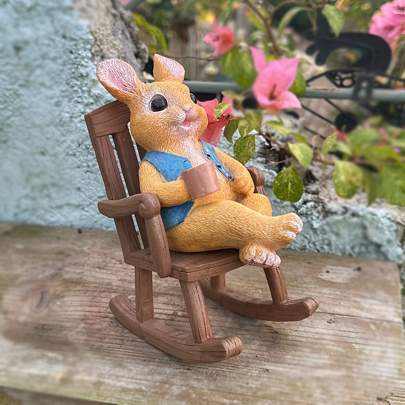 可爱办公室桌面兔子摇椅摆件花园阳台庭院造景盆栽幼儿Z园松弛装