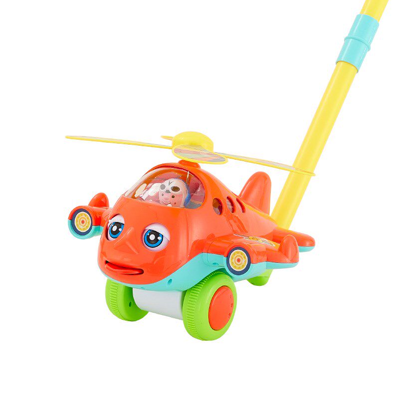 儿童手推学步飞机推推o乐玩具1-2岁3岁学步车单杆响铃推车宝宝男