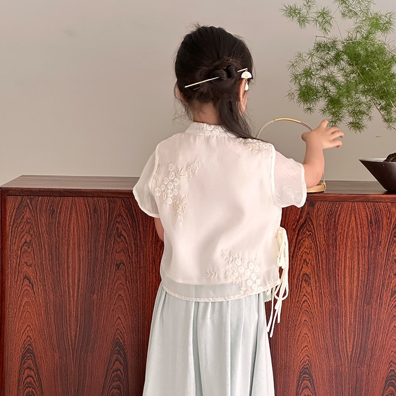 2025夏c季女童新中式天丝绣花旗袍古风流苏汉服裙   25E052