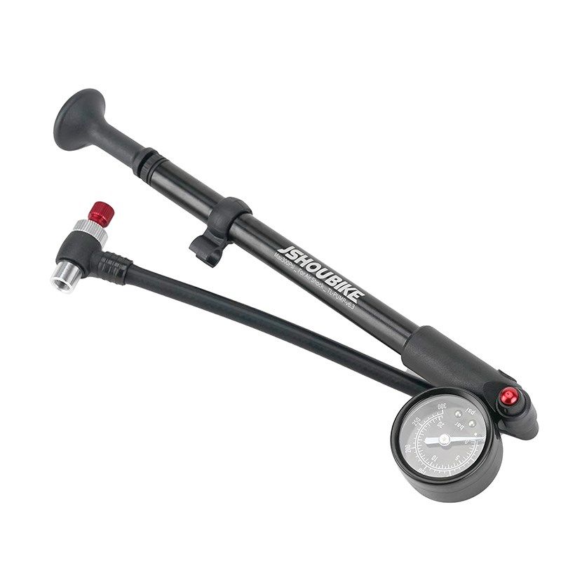 教授单车气压前叉打气筒山地车软尾后胆J避震器带气压表高压充气