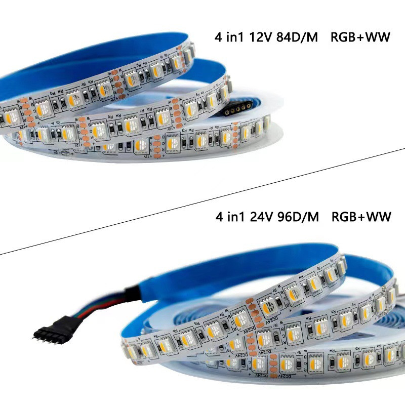 RGBW四合一led灯带12v24伏5050RGB白光84灯96灯V贴片七彩变色灯条