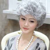 女短卷J发妈妈 小品演出中老年花白假发白色 表演老奶奶老太 包邮