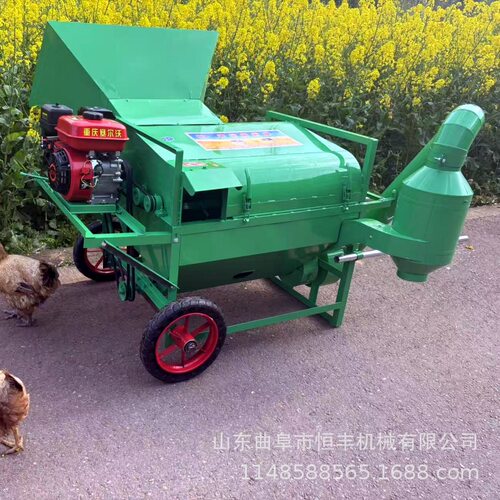双滚筒油菜籽脱粒机全喂入大口径 多功能小麦水稻黄豆高粱脱粒机