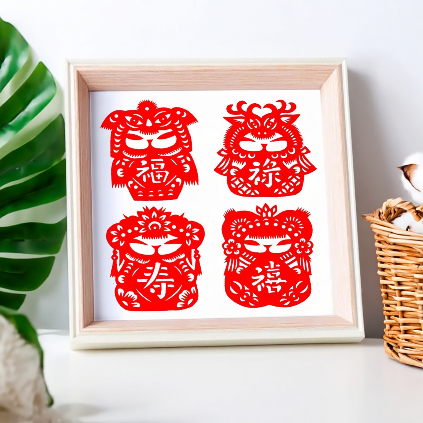 福禄寿喜国潮非遗拓印模板拓板