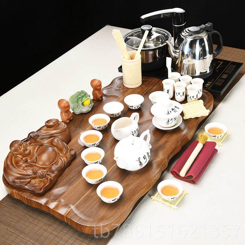高档紫具砂功夫茶套装喝茶家用简约现热代套电磁整炉实木茶杯茶壶