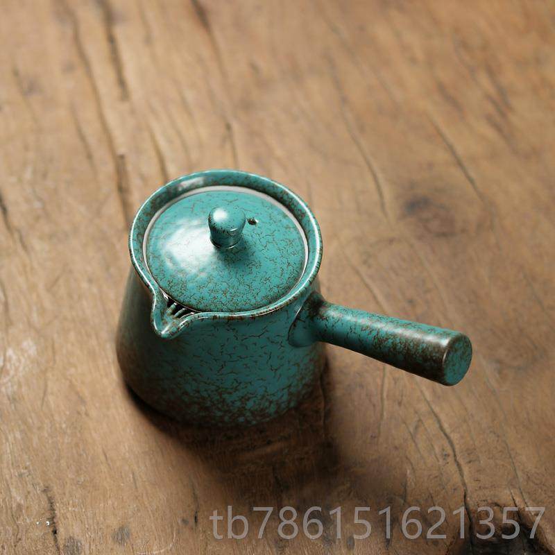 高档慕砚 日式简约侧把壶窑变 绿釉松小茶壶具家用陶瓷功夫茶单泡,餐饮具,茶壶,淘宝优惠券,粉丝福利购,淘宝优惠卷