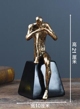高档创人物雕塑思考者沉思者摆件意板客厅书房样房办室装公饰品小