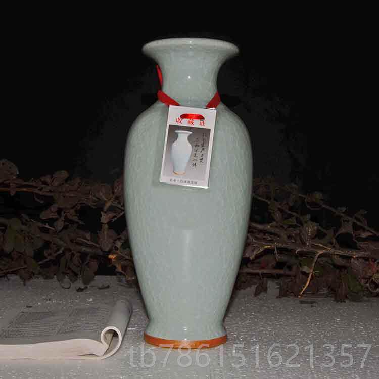 高档花景德镇陶瓷瓷器 花 工艺瓶品彷 古官窑冰裂瓶装饰博古架摆
