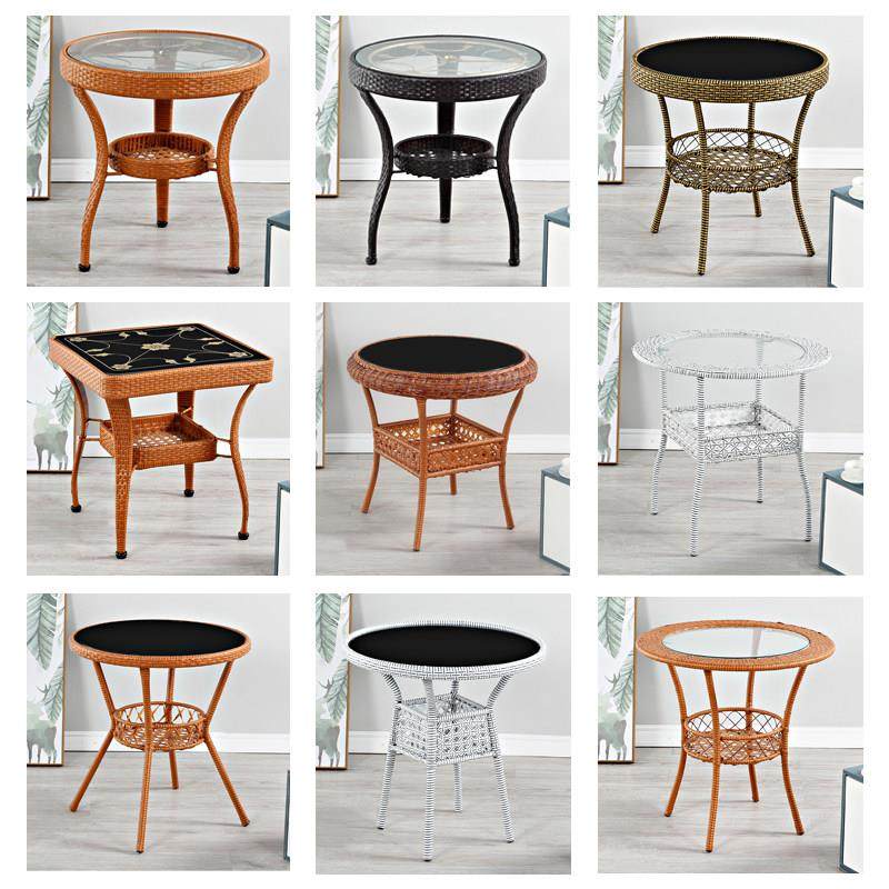 藤编小圆桌方桌子小茶桌三件套玻璃茶几欧式咖啡桌椅床头简约卧室,住宅家具,茶几,淘宝优惠券,粉丝福利购,淘宝优惠卷